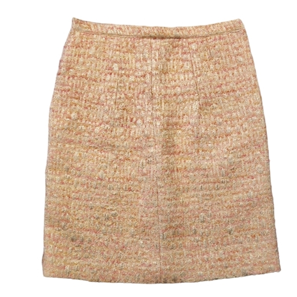 Vintage Pink and Gold Shimmer Midi Tweed Skirt Fully Lined - Picture 3 of 8